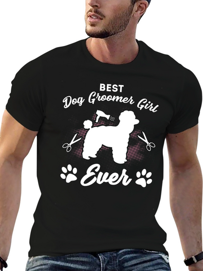 Camiseta Negra Best Dog Groomer Girl Ever