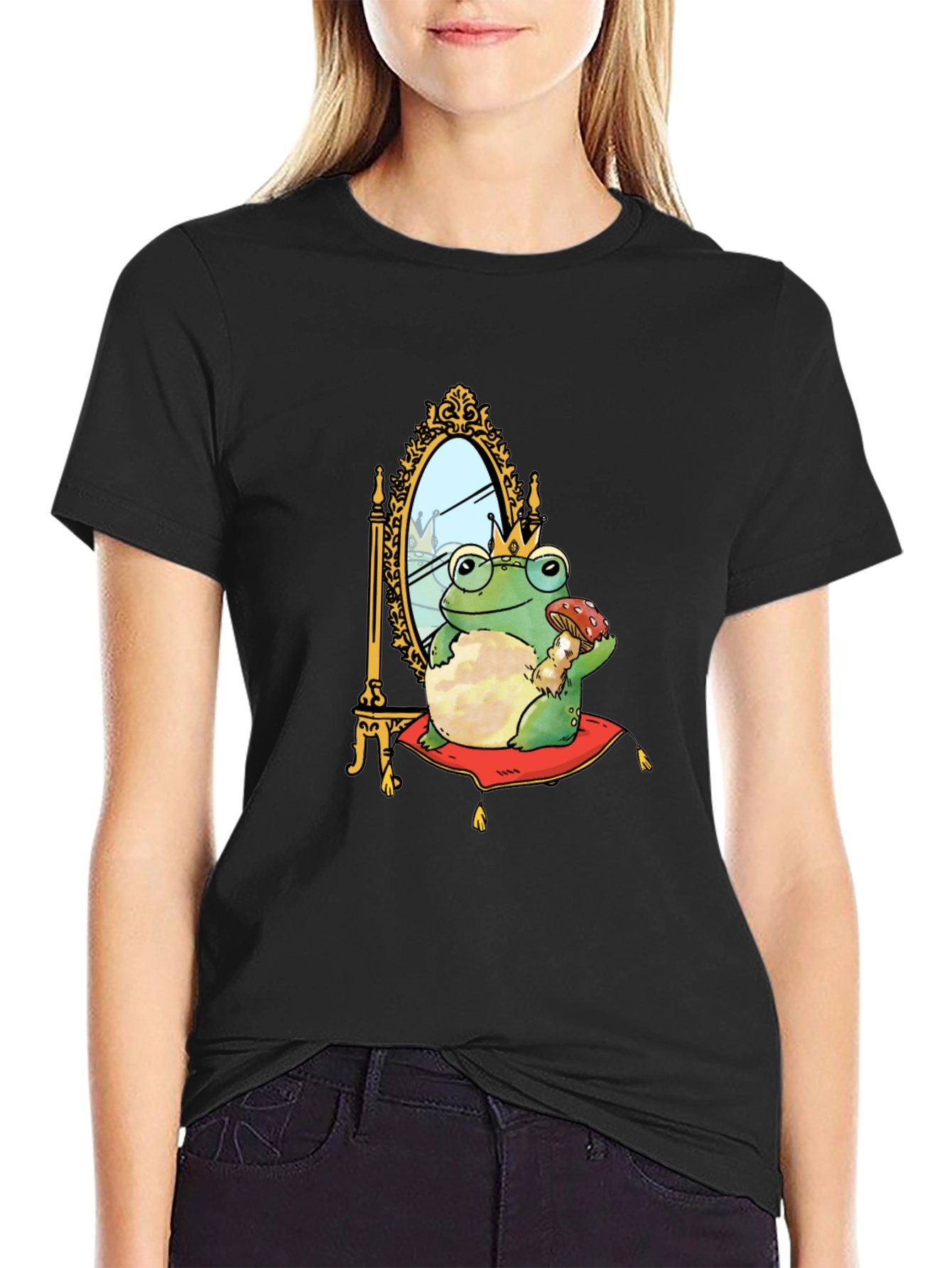 Camiseta Hombre Rana Príncipe Corona Espejo