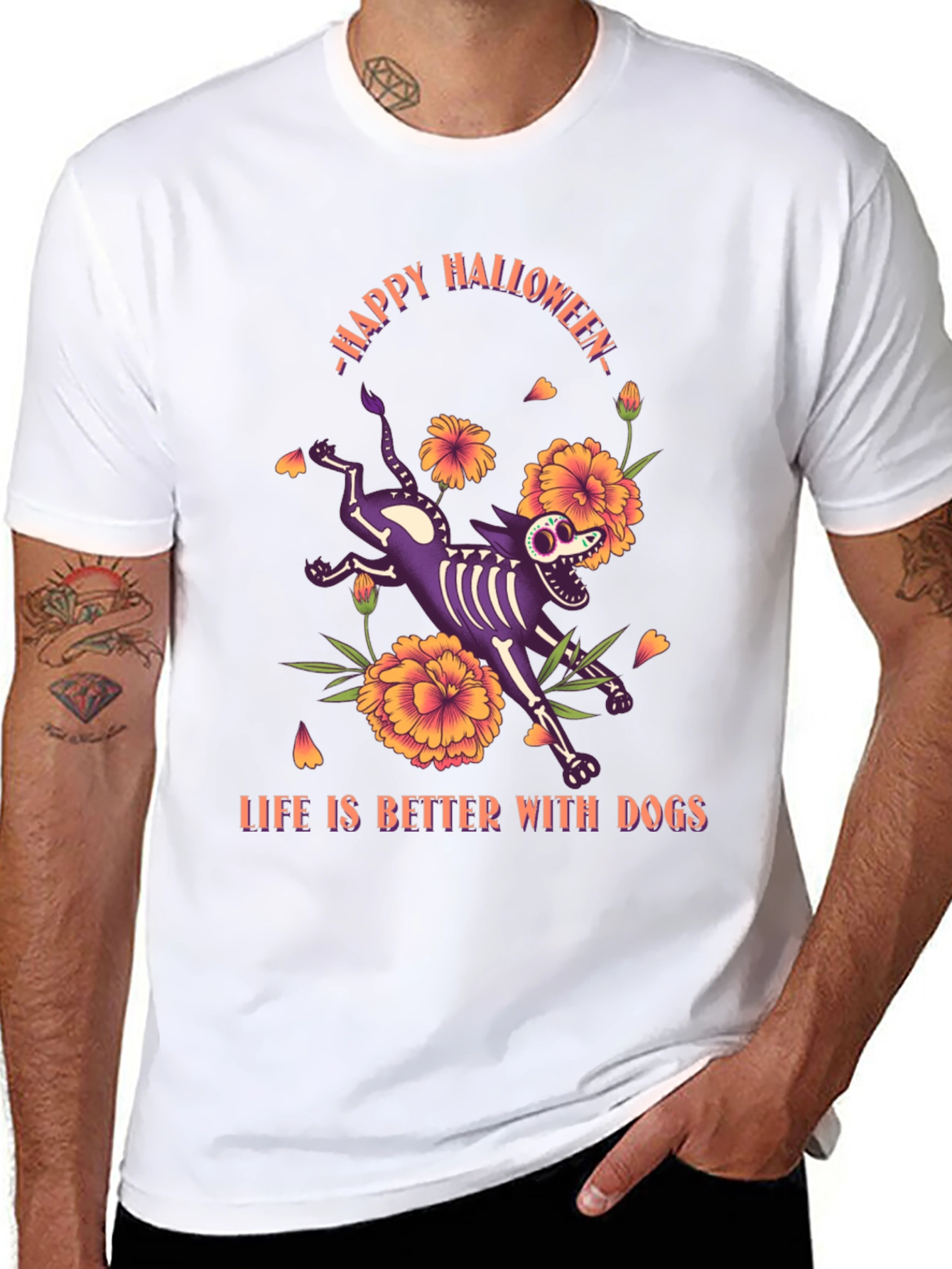 Camiseta Halloween Life is Better With Dogs