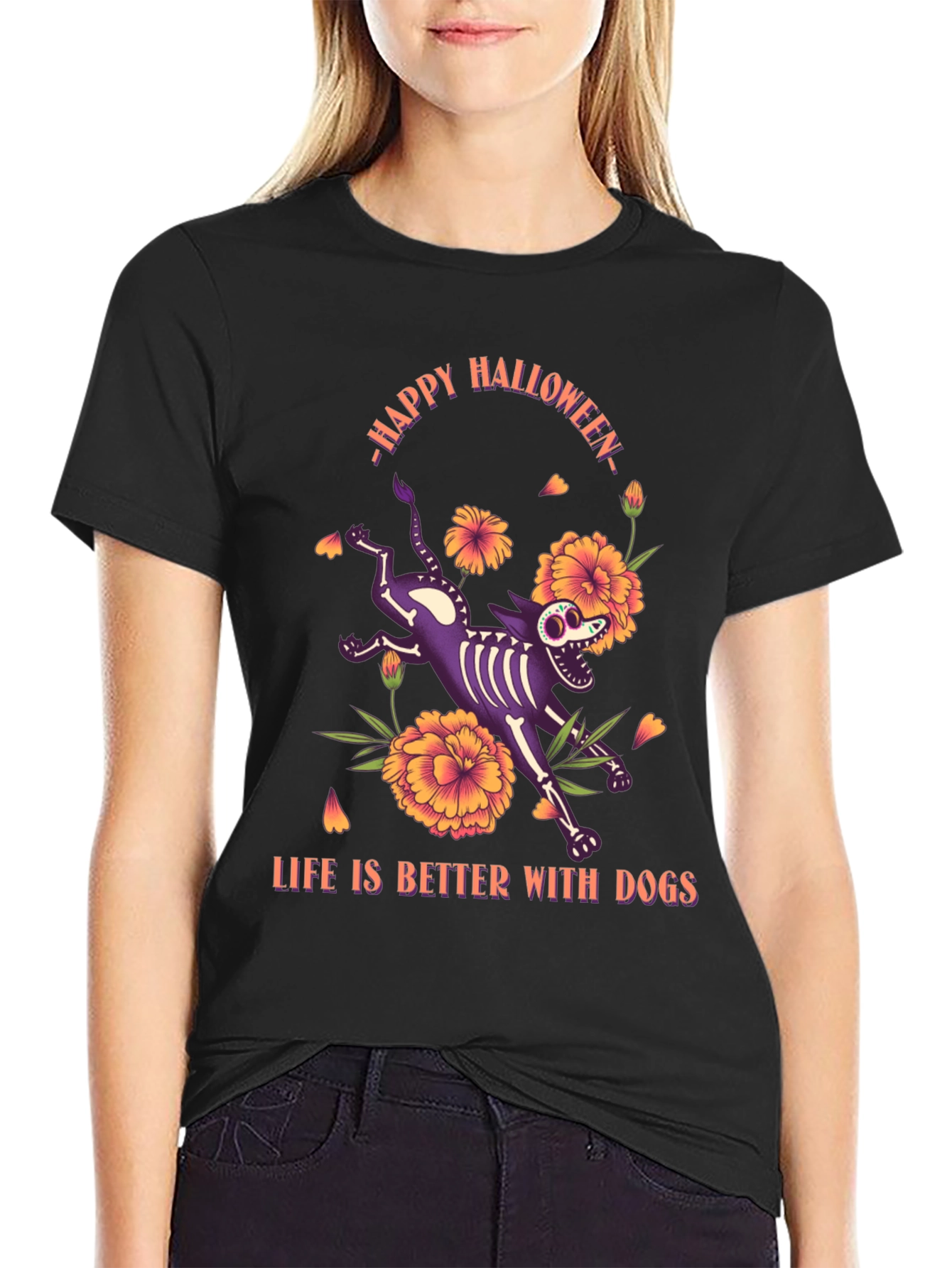 Camiseta Halloween Life is Better With Dogs