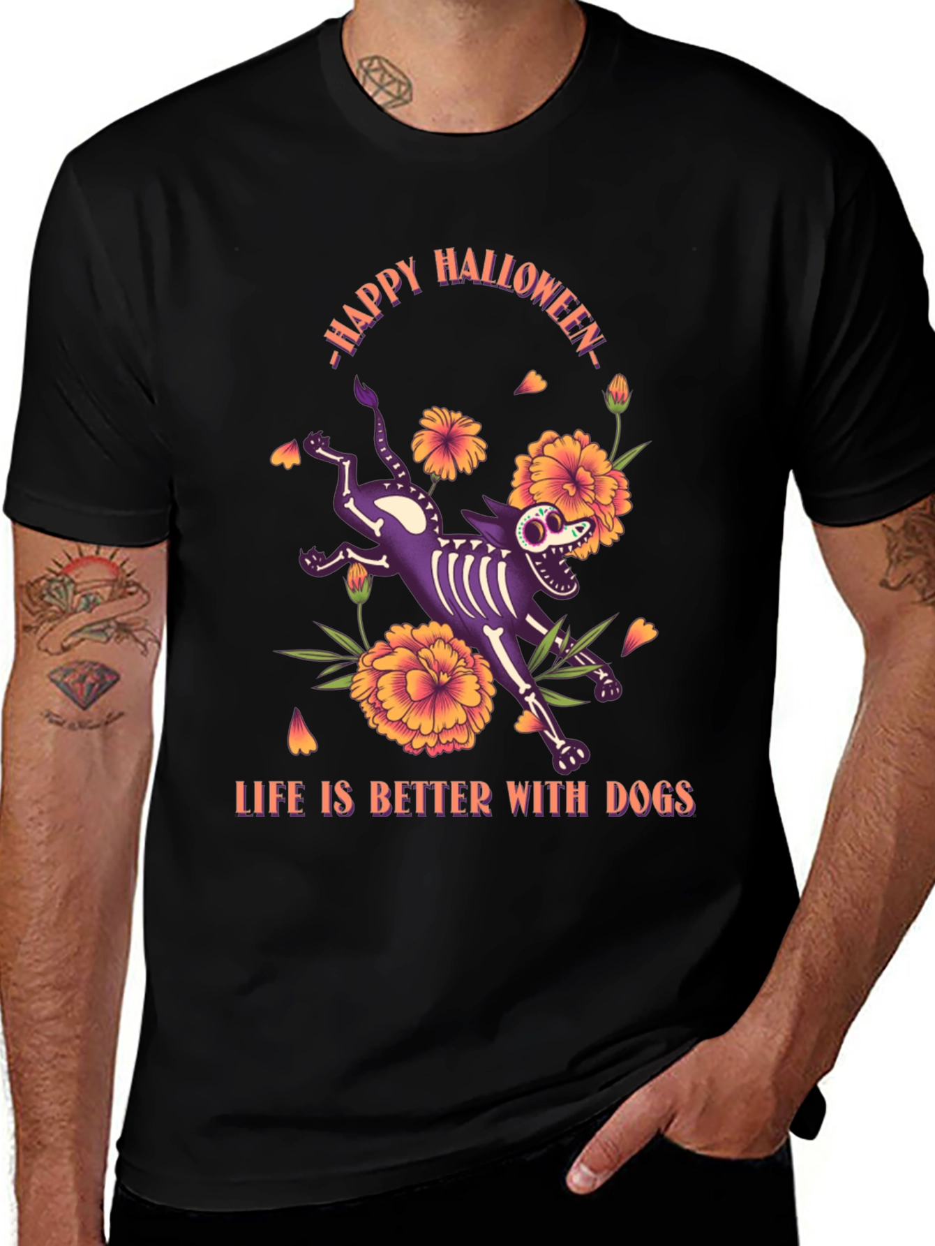 Camiseta Halloween Life is Better With Dogs