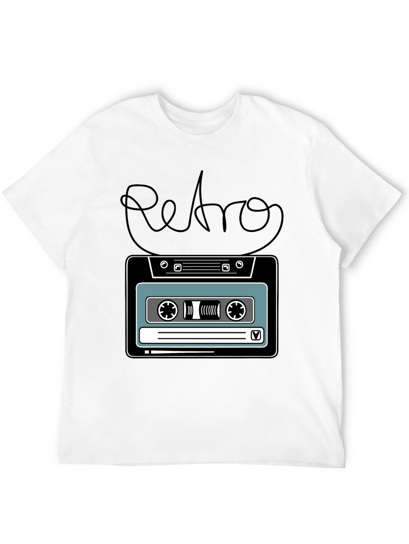 Camiseta Negra Retro con Diseño de Cassette