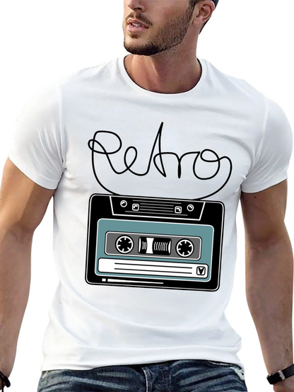 Camiseta Negra Retro con Diseño de Cassette