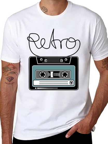 Camiseta Negra Retro con Diseño de Cassette