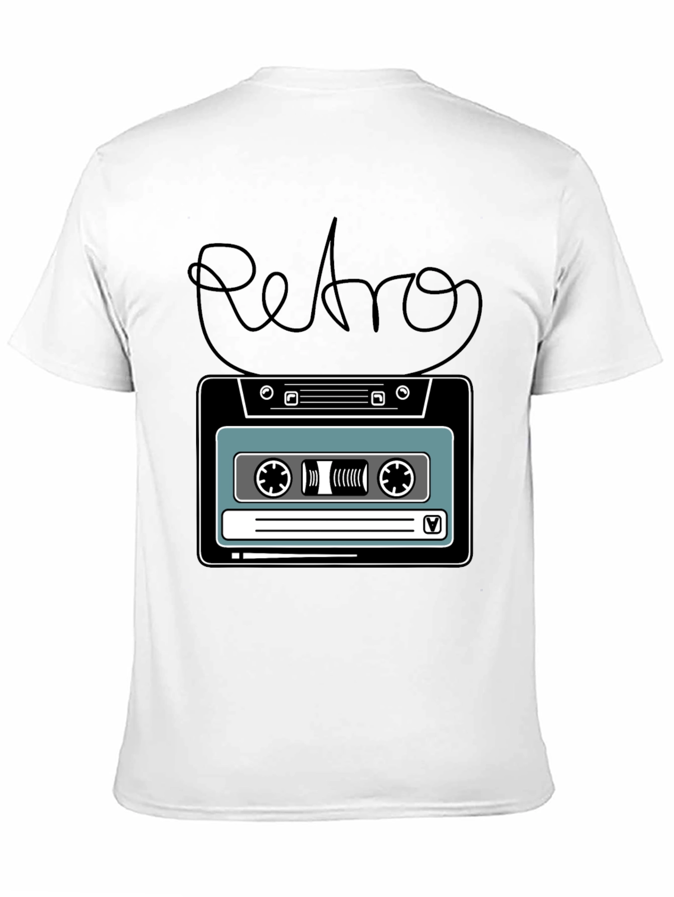 Camiseta Negra Retro con Diseño de Cassette