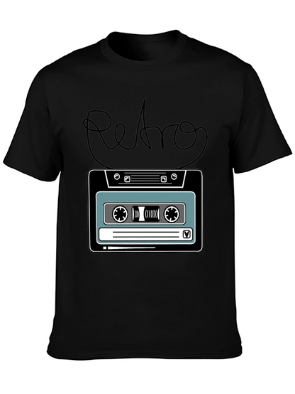 Camiseta Negra Retro con Diseño de Cassette