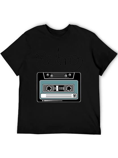 Camiseta Negra Retro con Diseño de Cassette