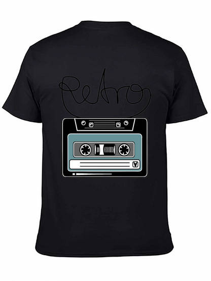 Camiseta Negra Retro con Diseño de Cassette
