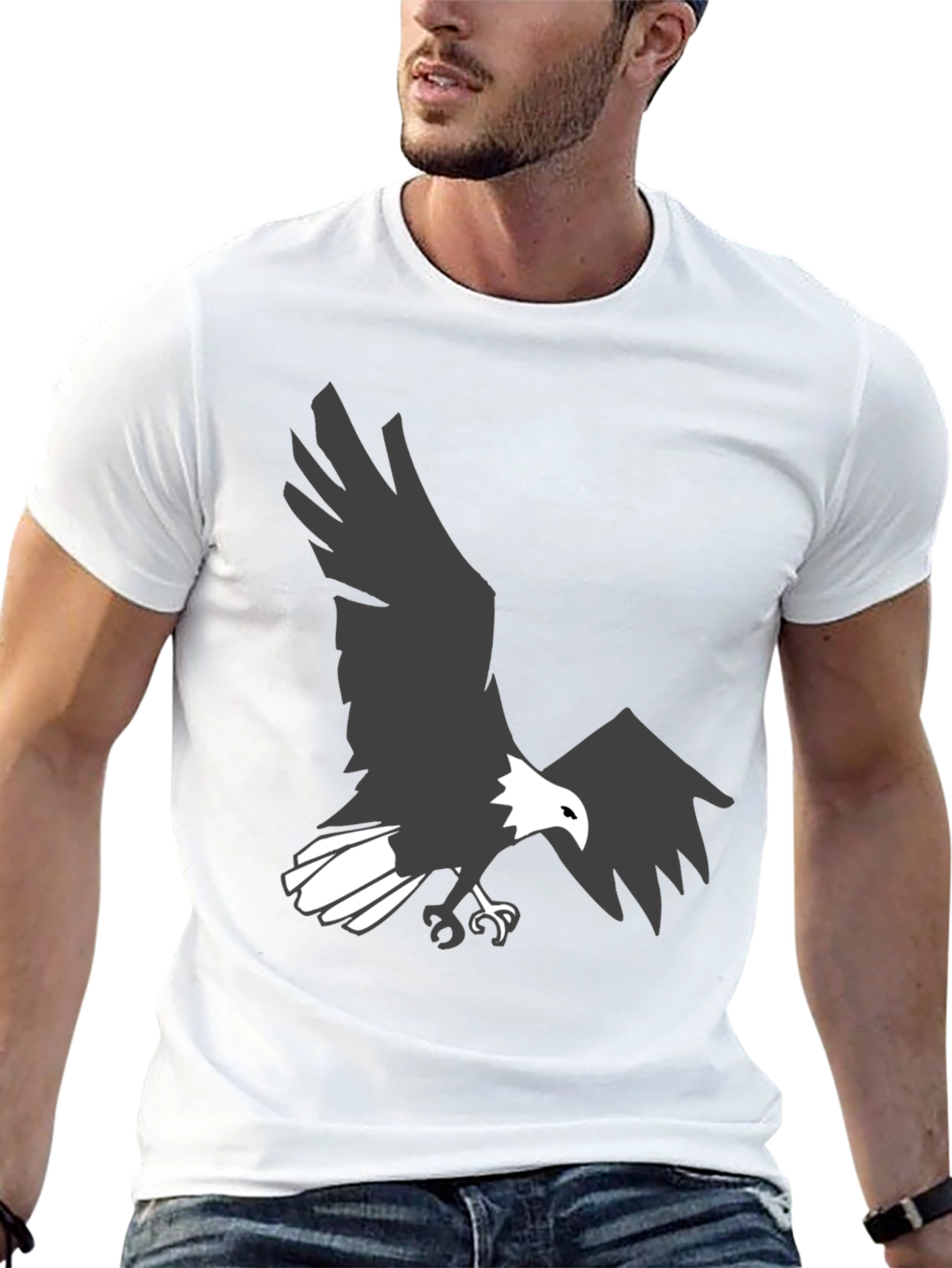 Camiseta Negra con Águila Imponente para Hombre