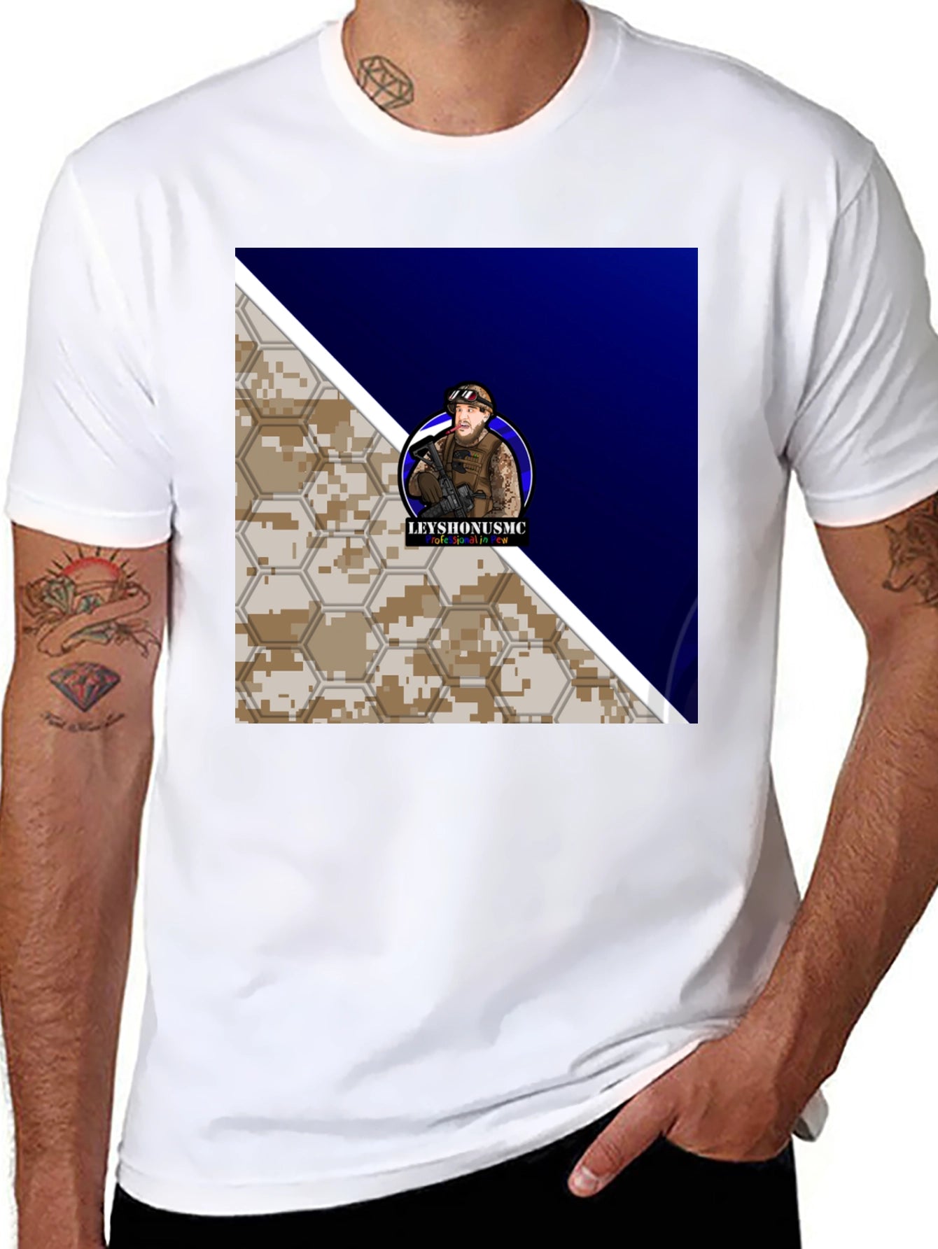Camiseta Hombre Diseño Militar Leyshonusmc