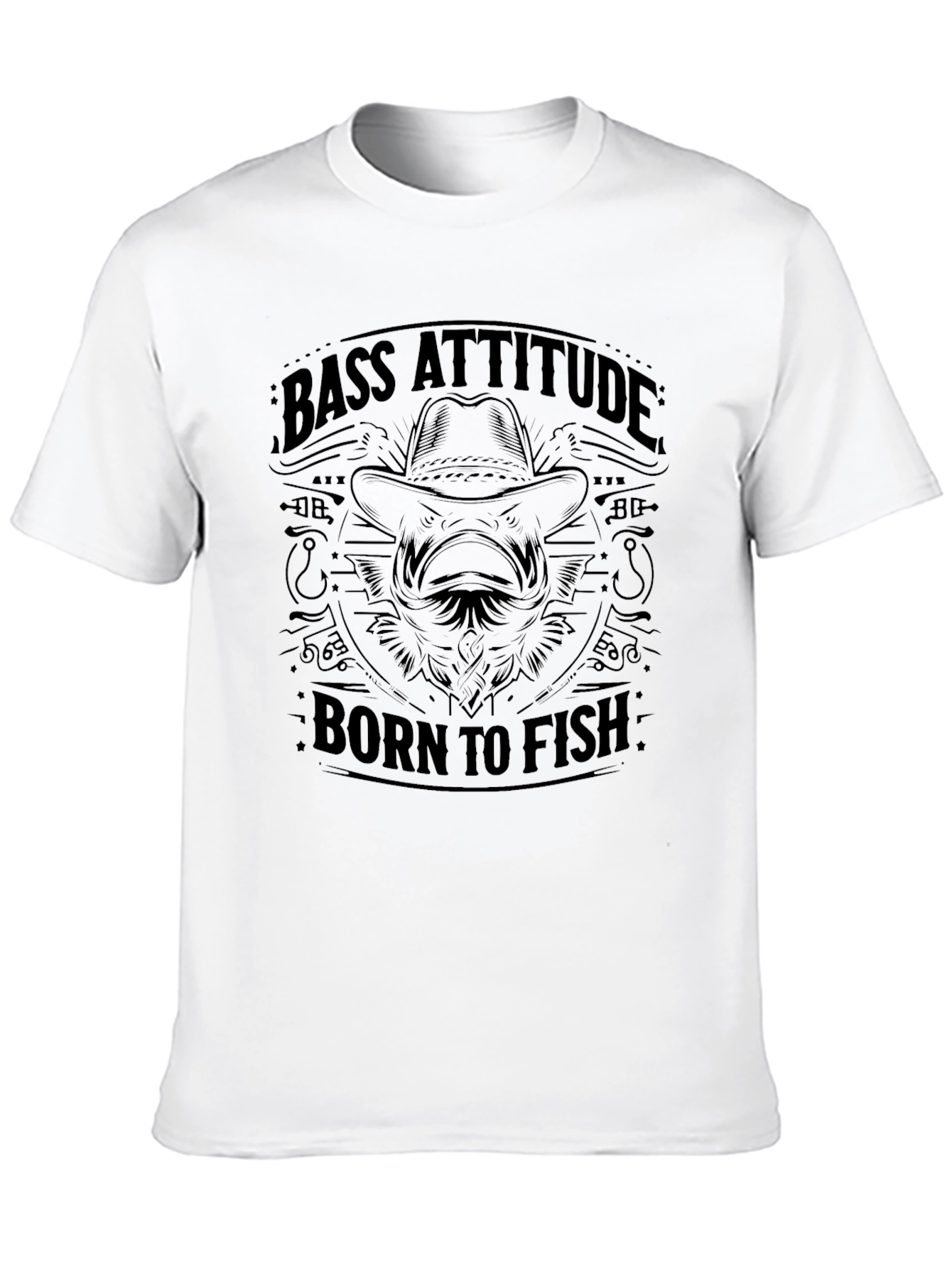 Camiseta Negra Bass Attitude: Born to Fish