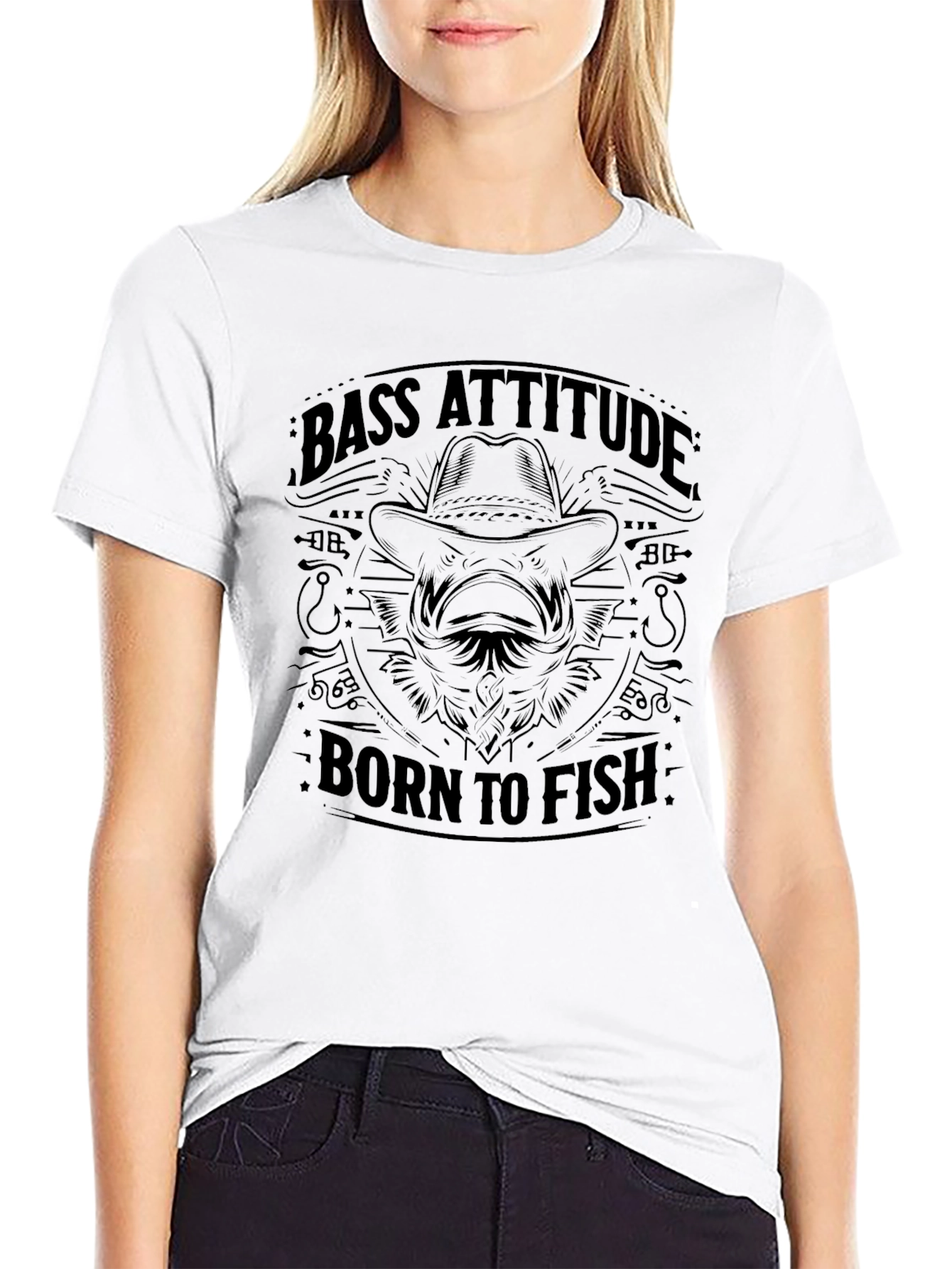 Camiseta Negra Bass Attitude: Born to Fish
