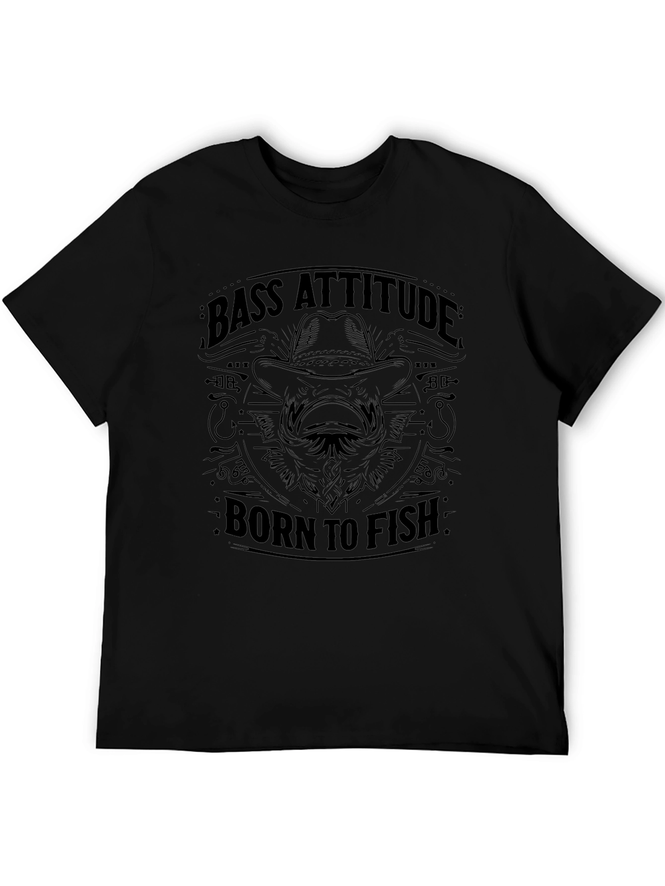 Camiseta Negra Bass Attitude: Born to Fish