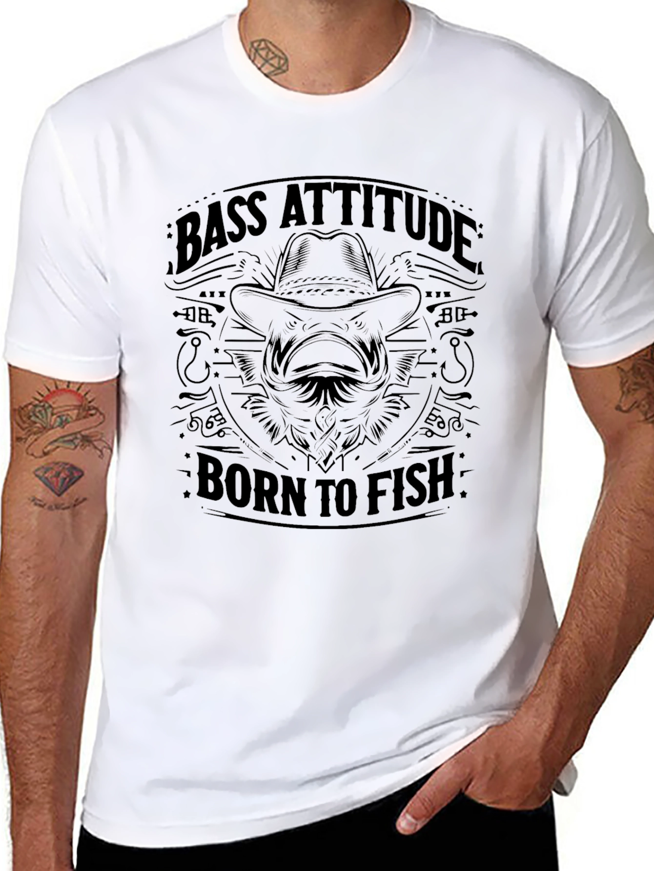 Camiseta Negra Bass Attitude: Born to Fish