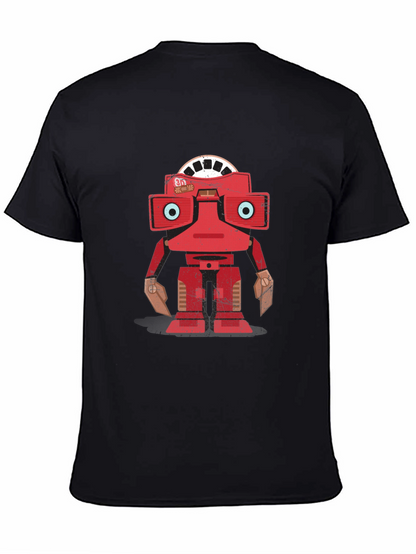 Camiseta Negra con Diseño de Robot Retro
