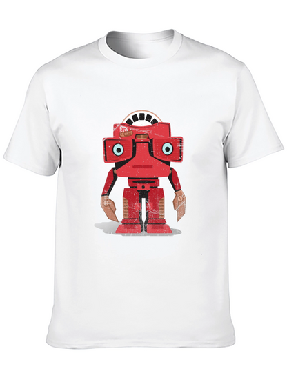 Camiseta Negra con Diseño de Robot Retro