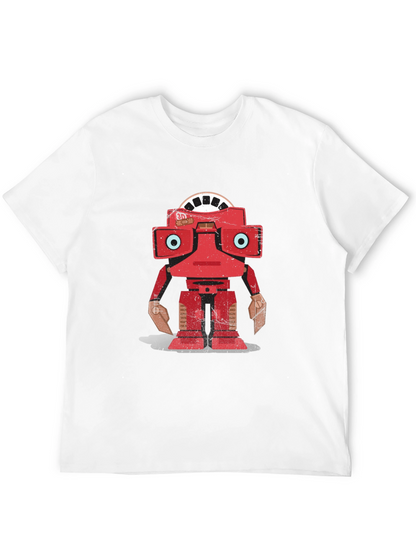 Camiseta Negra con Diseño de Robot Retro