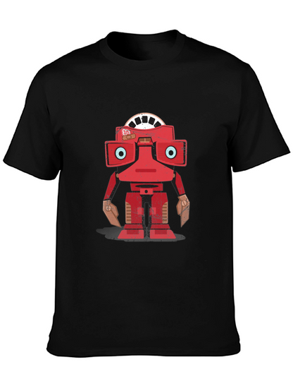 Camiseta Negra con Diseño de Robot Retro