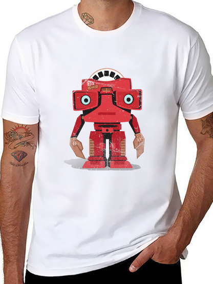 Camiseta Negra con Diseño de Robot Retro