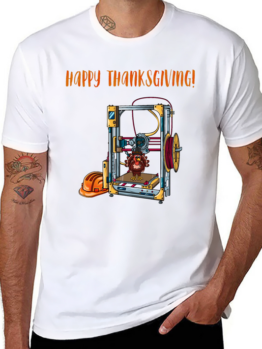 Camiseta Negra Feliz Día de Acción de Gracias con Impresión 3D