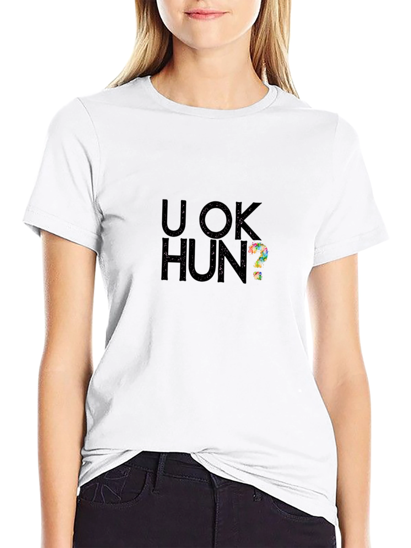 Camiseta Negra U OK Hun? Casual y Moderna