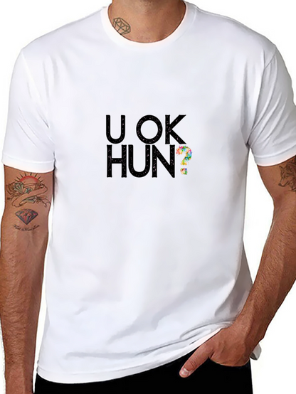 Camiseta Negra U OK Hun? Casual y Moderna
