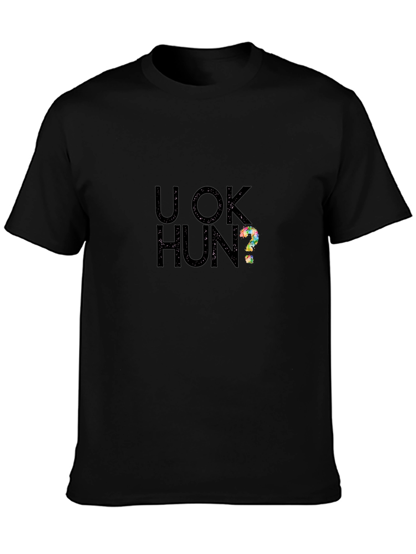 Camiseta Negra U OK Hun? Casual y Moderna