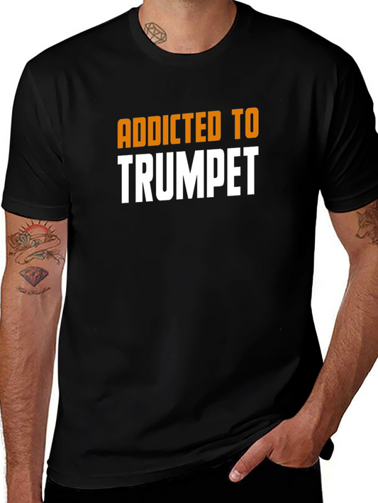 Camiseta Negra Addicted to Trumpet para Amantes de la Música