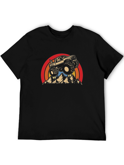 Camiseta Negra con Diseño de Camioneta Monstruo Retro