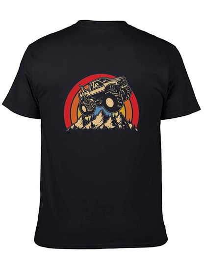 Camiseta Negra con Diseño de Camioneta Monstruo Retro