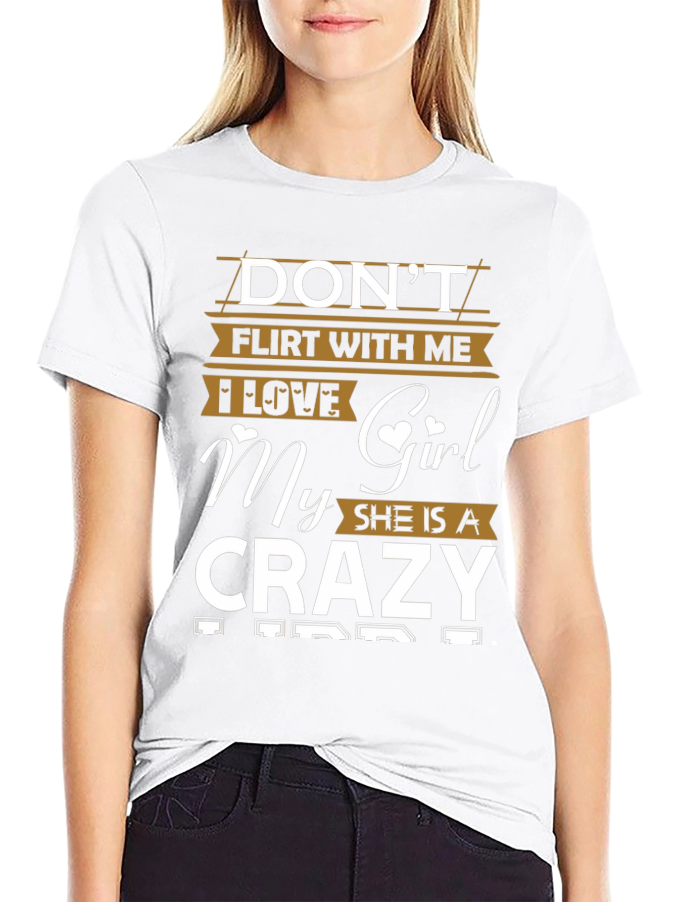 Camiseta Divertida No Flirtees Amo a Mi Chica Loca