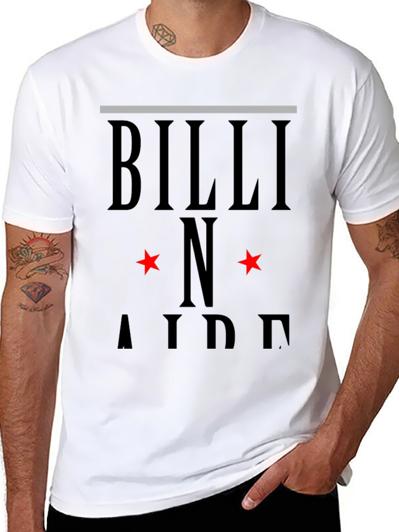 Camiseta Negra Billi N Aide Diseño Estrellas