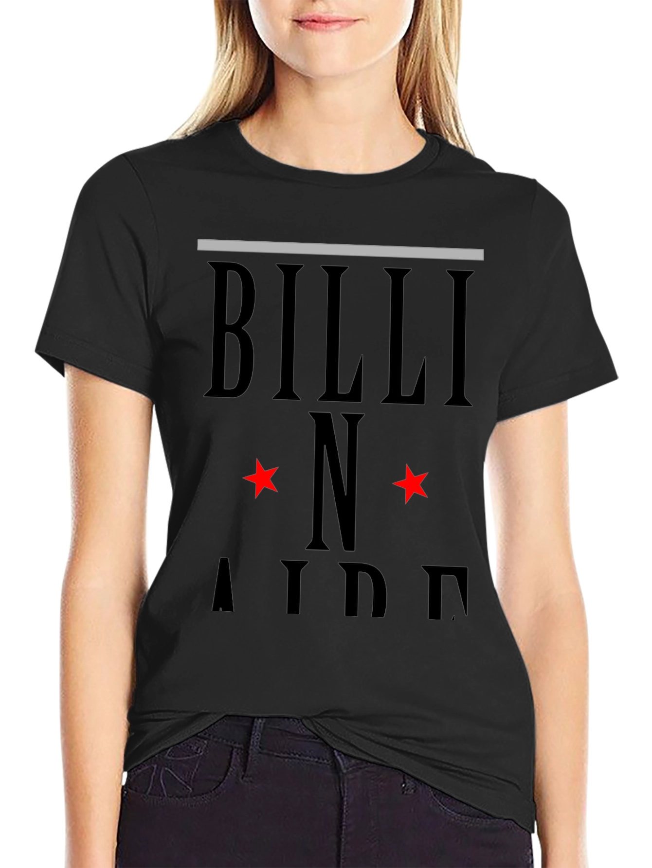 Camiseta Negra Billi N Aide Diseño Estrellas
