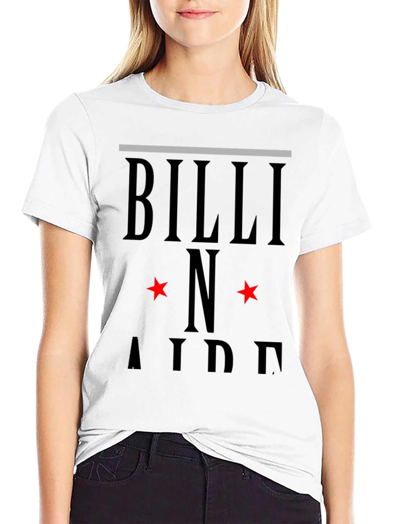 Camiseta Negra Billi N Aide Diseño Estrellas