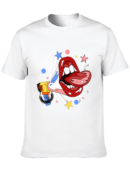 Camiseta Negra con Diseño de Boca y Megáfono