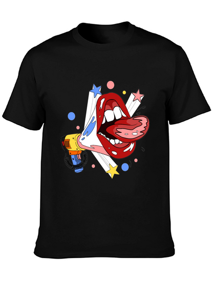 Camiseta Negra con Diseño de Boca y Megáfono