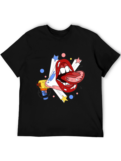 Camiseta Negra con Diseño de Boca y Megáfono