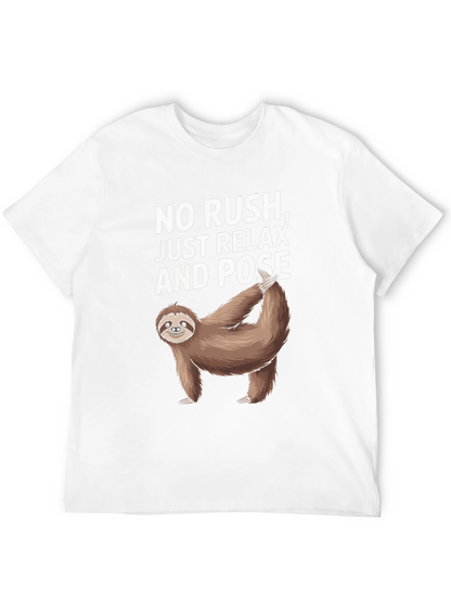 Camiseta Negra Relajada con Perezoso Yoga