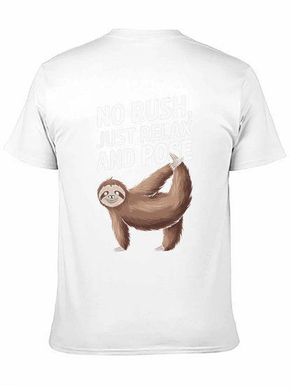 Camiseta Negra Relajada con Perezoso Yoga