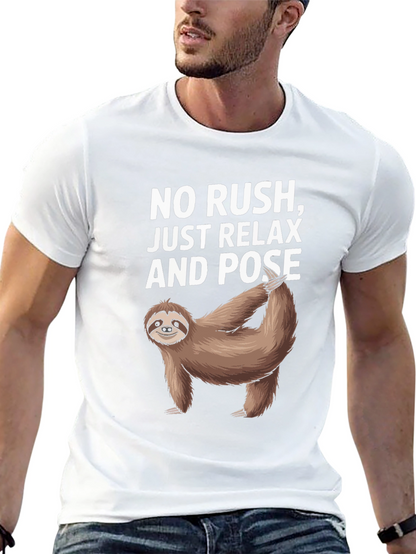 Camiseta Negra Relajada con Perezoso Yoga