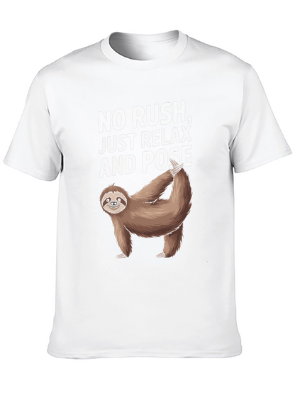 Camiseta Negra Relajada con Perezoso Yoga
