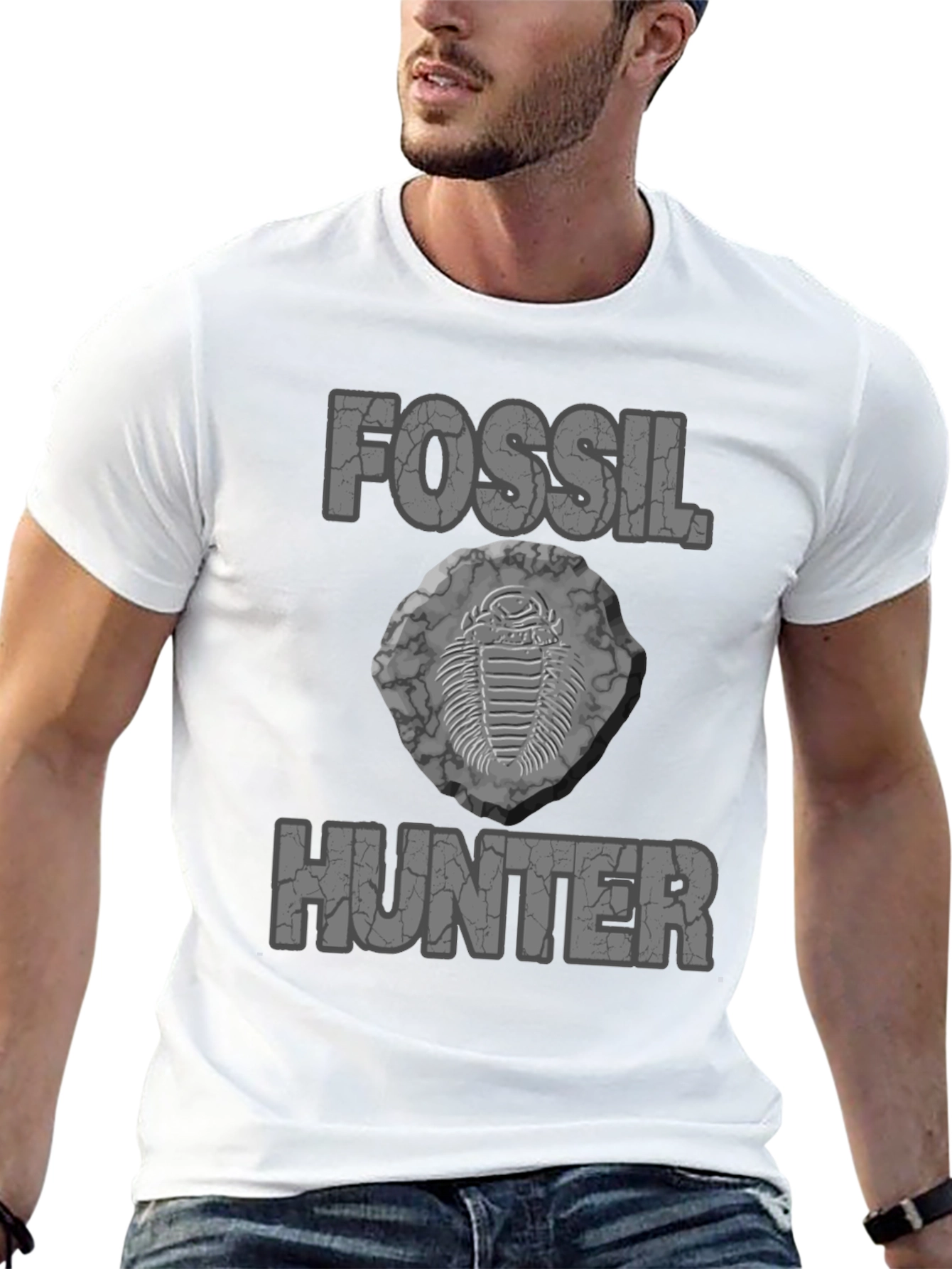 Camiseta Negra Fossil Hunter para Amantes de la Paleontología