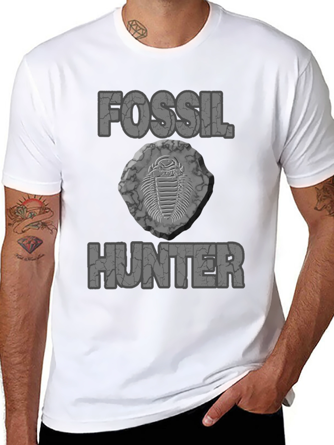 Camiseta Negra Fossil Hunter para Amantes de la Paleontología