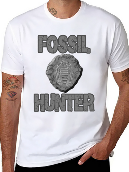 Camiseta Negra Fossil Hunter para Amantes de la Paleontología