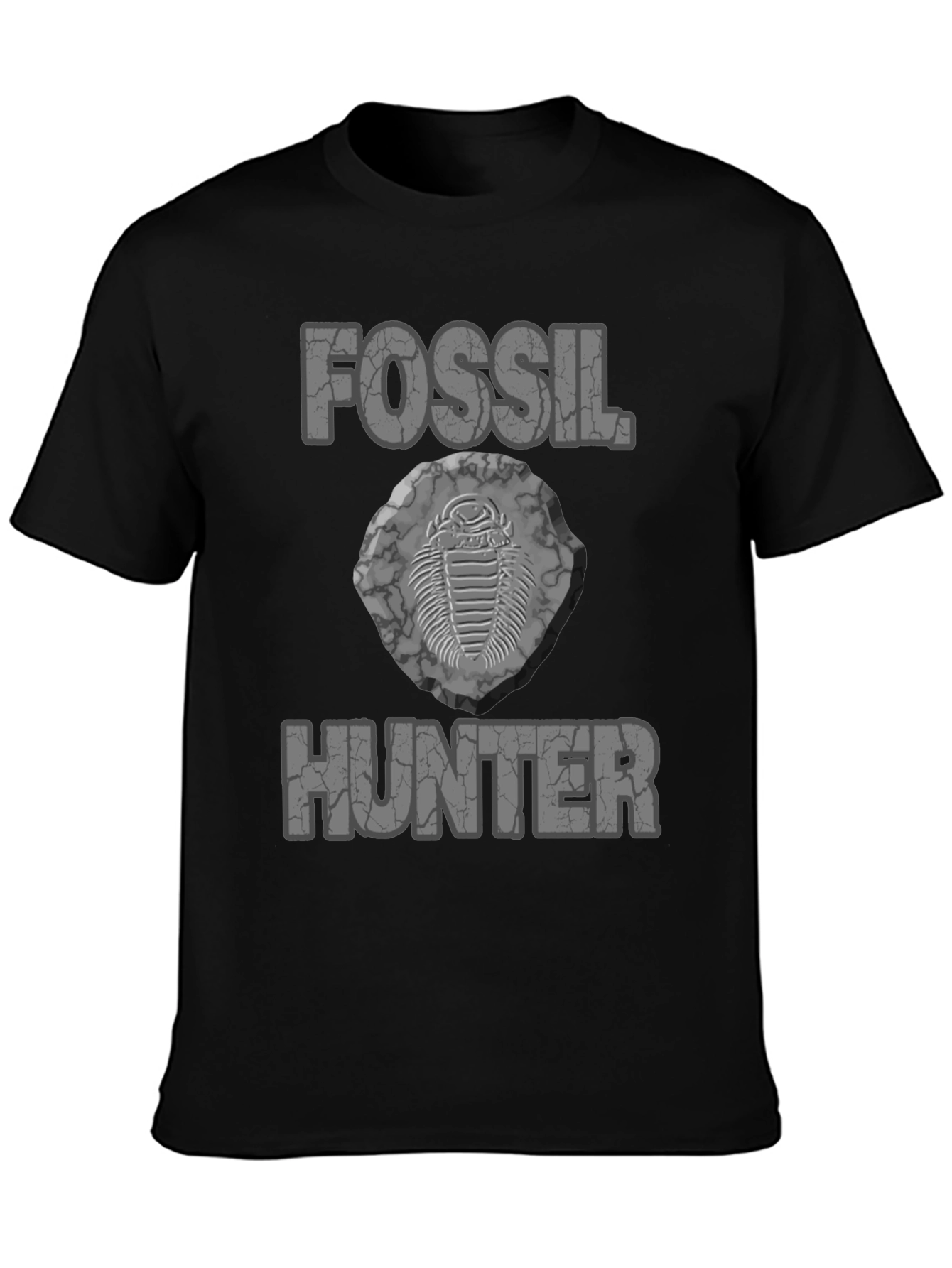 Camiseta Negra Fossil Hunter para Amantes de la Paleontología