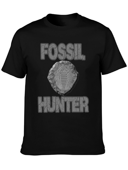 Camiseta Negra Fossil Hunter para Amantes de la Paleontología