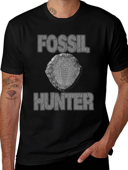 Camiseta Negra Fossil Hunter para Amantes de la Paleontología