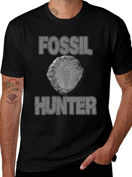 Camiseta Negra Fossil Hunter para Amantes de la Paleontología