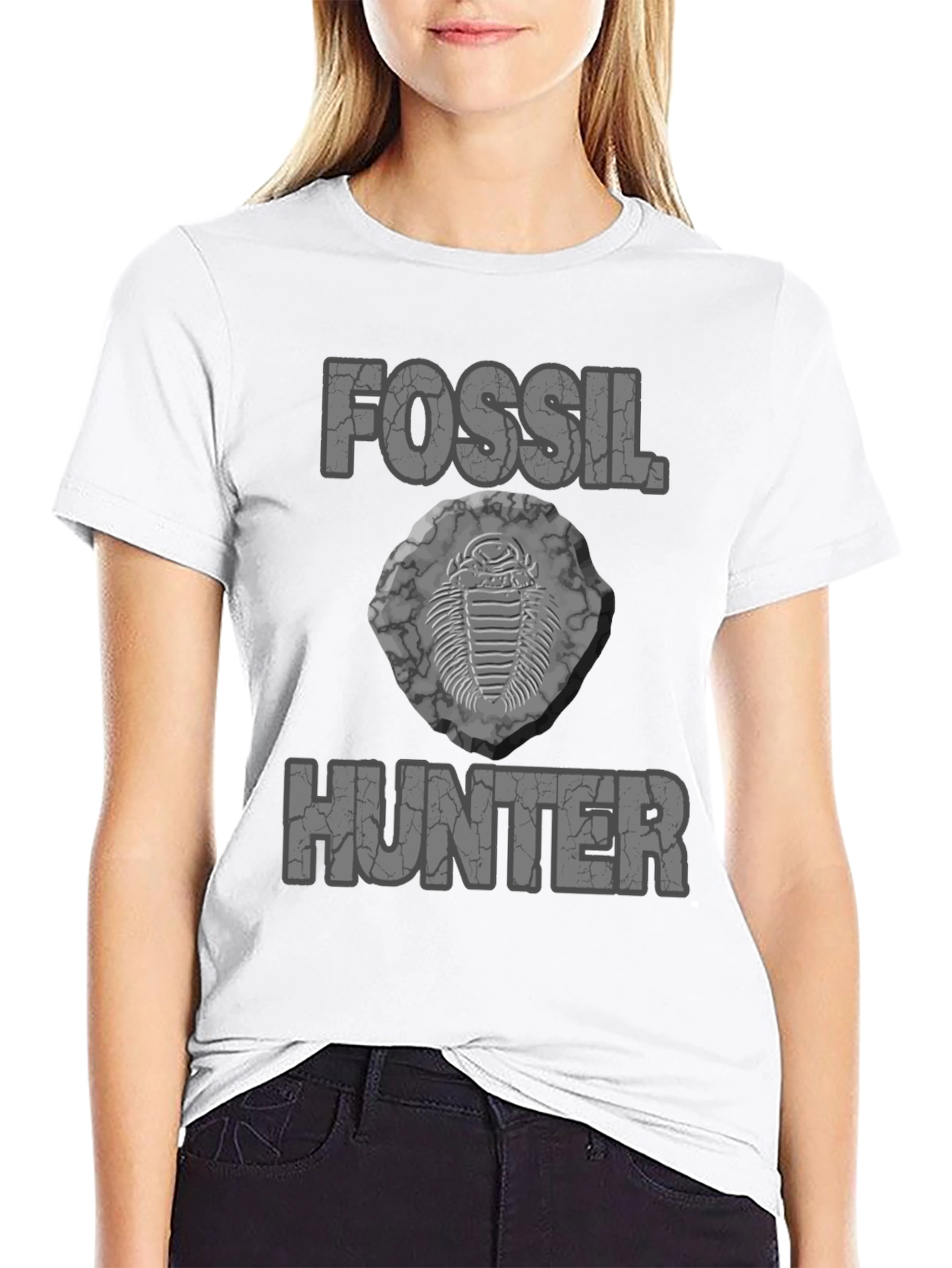 Camiseta Negra Fossil Hunter para Amantes de la Paleontología