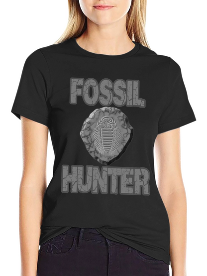 Camiseta Negra Fossil Hunter para Amantes de la Paleontología